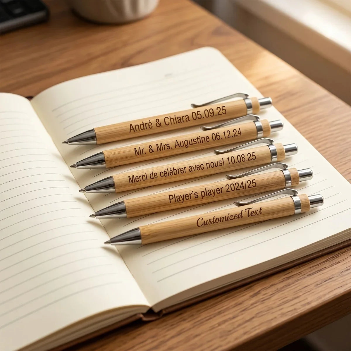 20/60/80PCS Customizable Ballpoint Pens Solid Bamboo Retractable Office School Writing Stationery Gift Pen For Promotional Gifts