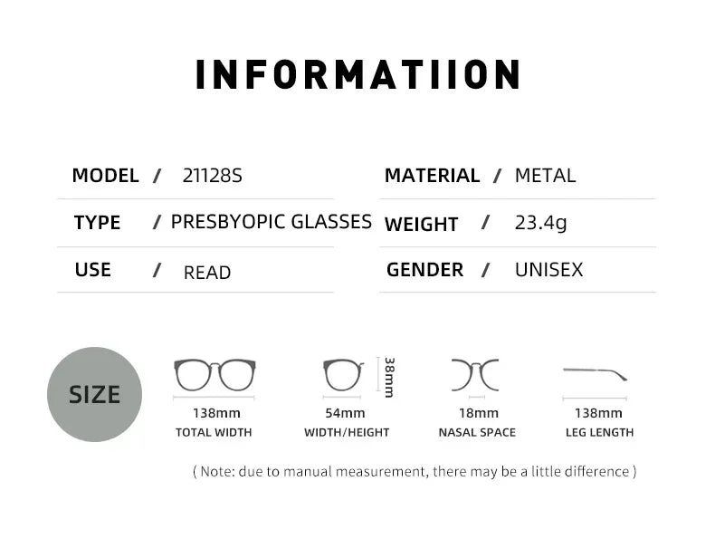 Square Metal Large Frame Reading Presbyopia Glasses for Men Women Vintage High Quality Far Sighted Eyeglasses +1.0 +1.25 To +6.0