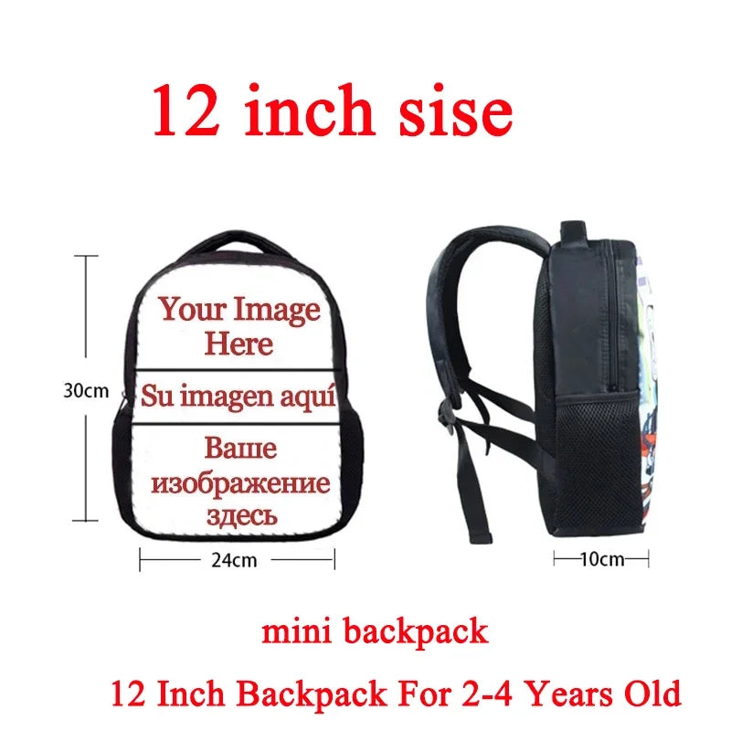 Customize Your Logo / Image / Name Backpack Children School Bags Boys Girls  Black Kindergarten Bag Kids Bookbag Gift