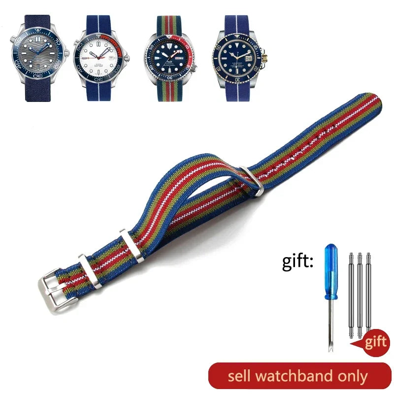 60's French Army Watch Strap for Nylon Watchband for Rolex Seiko Tudor Rolex Black Green Water Ghost Omega Woven Watch Band