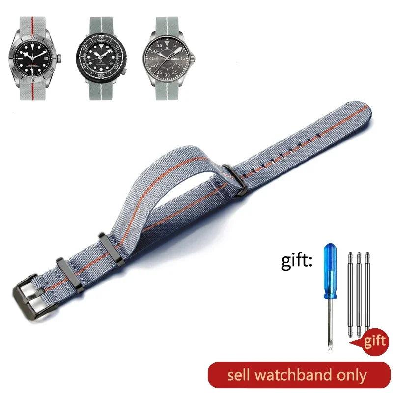 60's French Army Watch Strap for Nylon Watchband for Rolex Seiko Tudor Rolex Black Green Water Ghost Omega Woven Watch Band