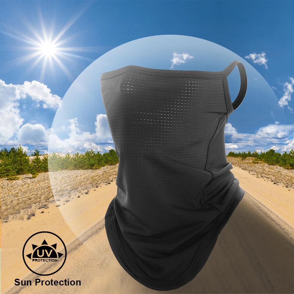 Masque solaire en soie glacée respirant, couvre-chef de cyclisme d'été, cache-cou rafraîchissant et anti-humidité, masque facial de cyclisme