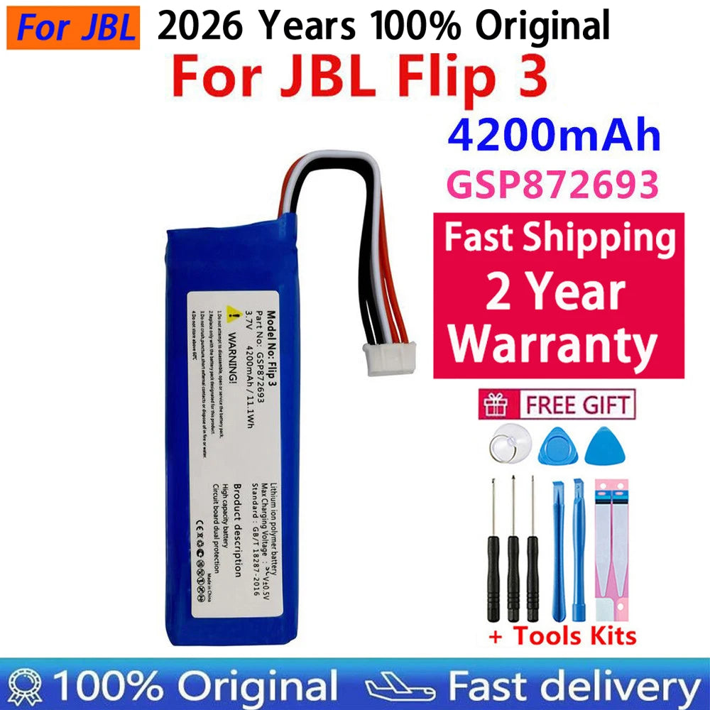 2026 Years 100% Original Speaker Battery For JBL Flip 1 2 3 4 5 6 For JBL Flip4 Flip5 Flip6 GSP872693 01 Battery Fast Shipping