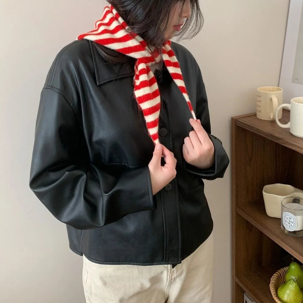 Striped Design Knit Triangle Shawl Multifunctional Wear Knitted Texture Shoulder Wrap Scarf Lightweight Fabric Knitted Cape Wrap