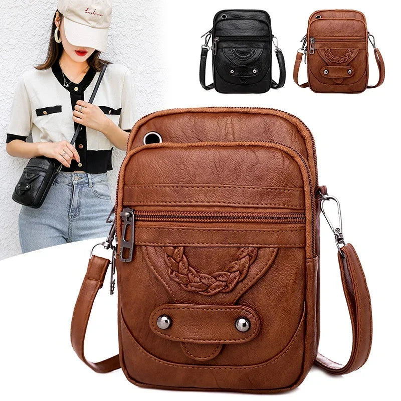 Rossbody New Texture Shoulder Bag Soft Leather Western Style Mature Fashion Retro Small Bag Suitable Ladies All-match Bag