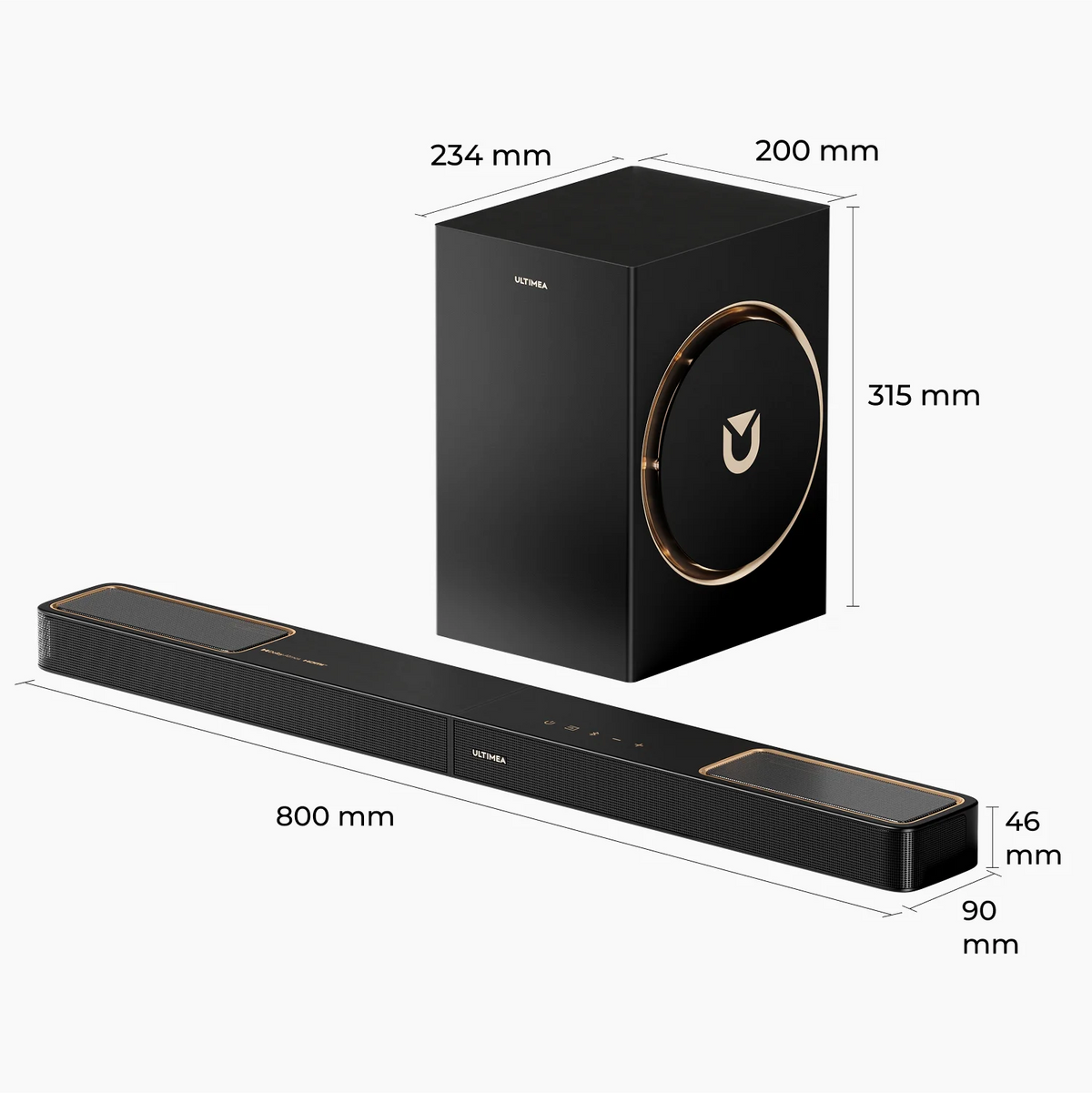 ULTIMEA 3.1.2ch Sound Bar with Dolby Atmos, Surround Sound System for TV with 5.25 inch Subwoofer, Sound Bar for Smart TV