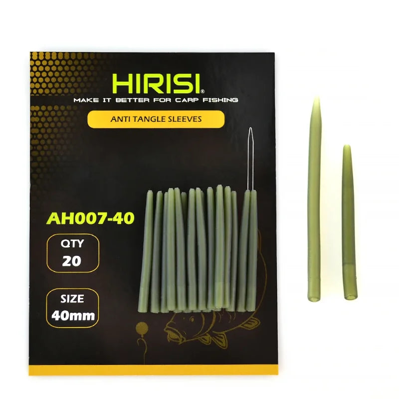HIRISI 20pcs Carp Fishing Anti Tangle Sleeves, Anti Tangle Rig Tubing,Carp Fishing Soft Rubber Spike Tube fishing accessories