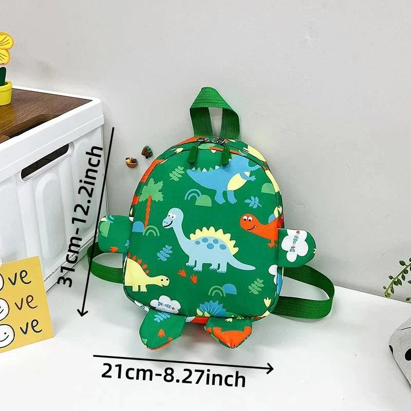 Kindergarten children's printed schoolbag, dinosaur and small animal design, boys' and girls' back-to-school season canvas double backpack