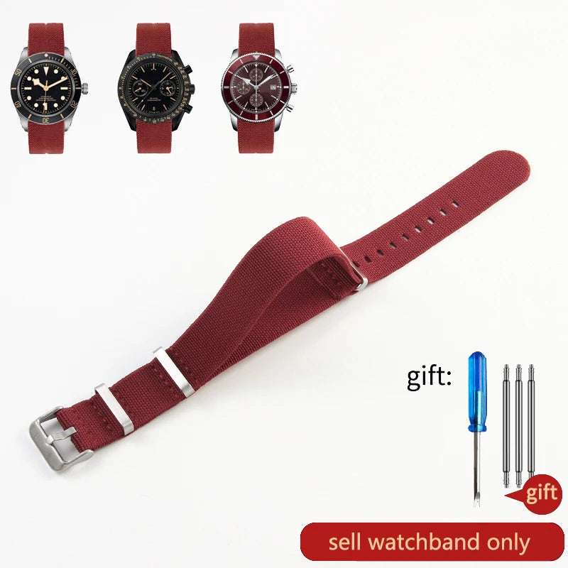 60's French Army Watch Strap for Nylon Watchband for Rolex Seiko Tudor Rolex Black Green Water Ghost Omega Woven Watch Band