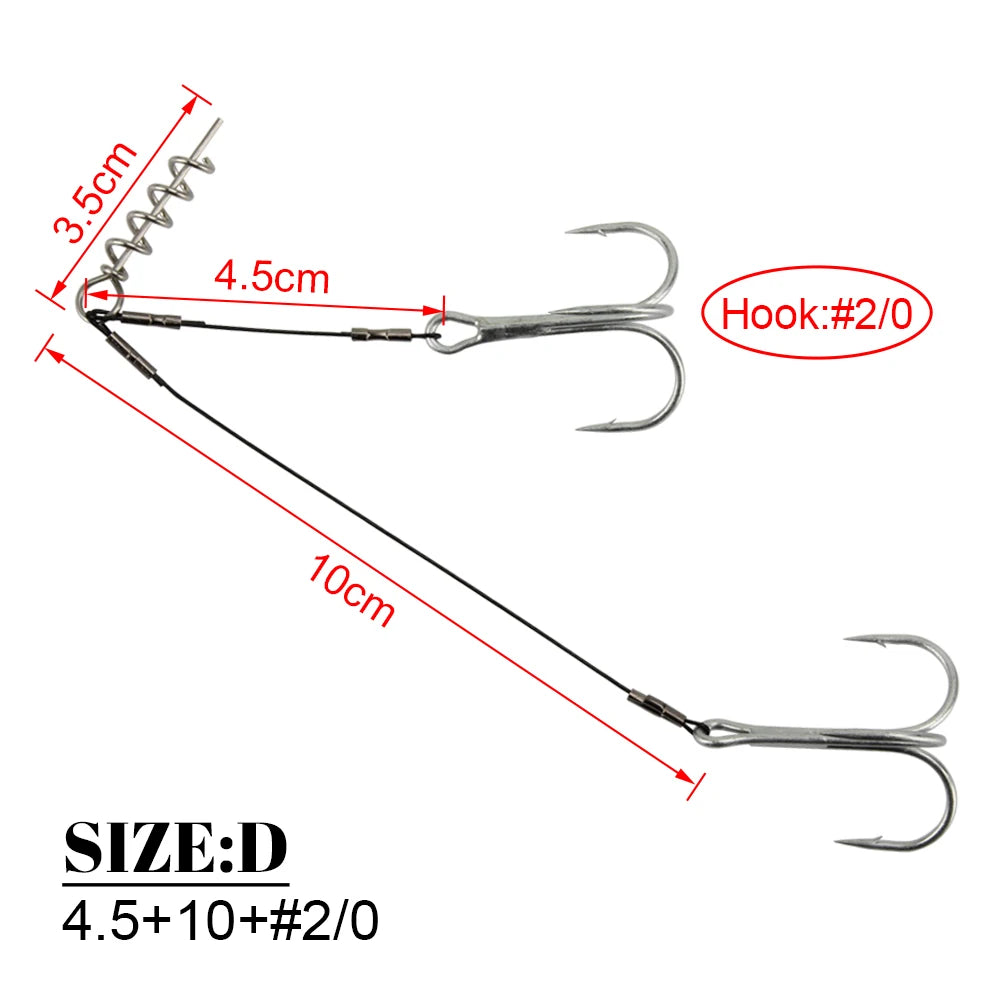 Spinpoler Corkscrew Stinger Rig Hook Double Sharp Treble Pike Bass Fishhook High-Carbon Steel For Soft Lure Fishing Equipment