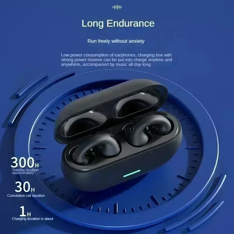 T75 Fone Bluetooth Headset 5.3 Wireless Air Conduction Headphones Clip Ear Music Noise Canceling HD Call Sports Gaming Earphone