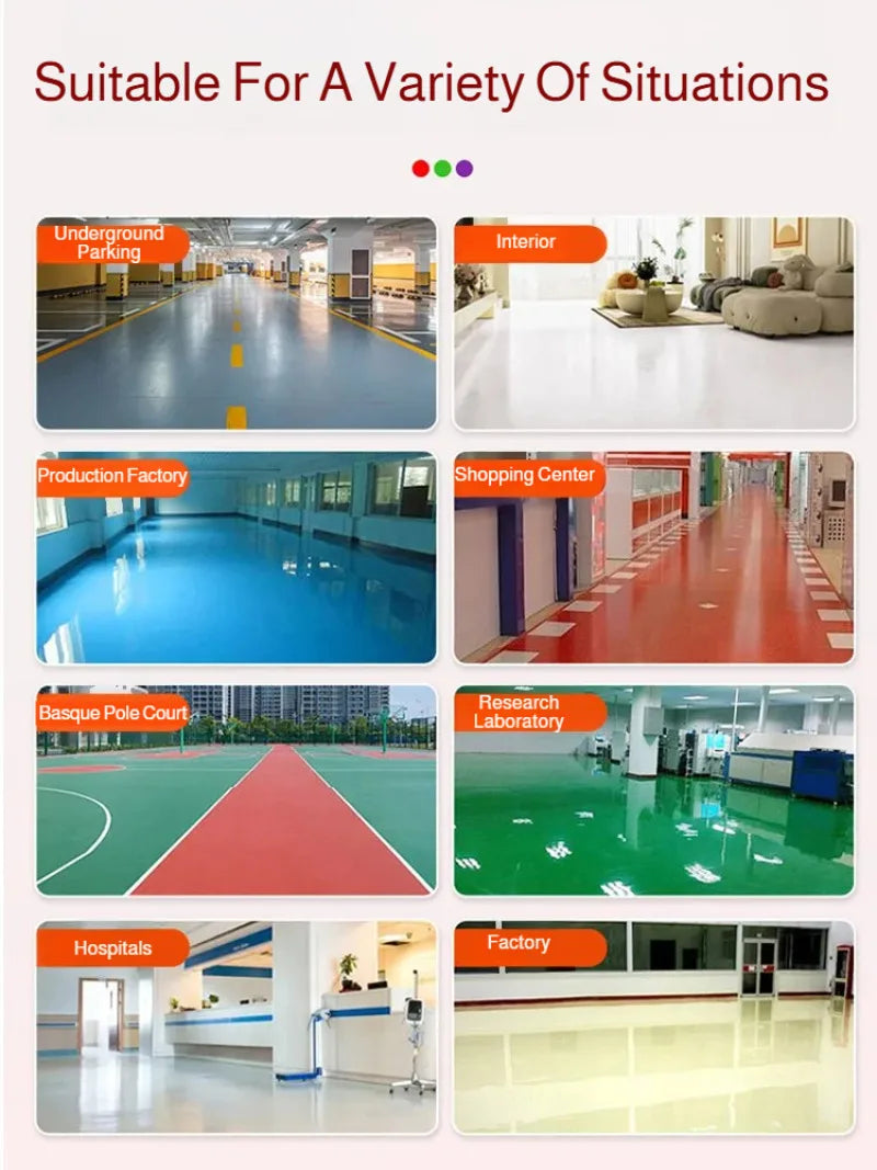 3-in-1 Water-Based Epoxy Floor Paint,Wear-Resistant Waterproof Top Coat for Concrete Floors,Factory & Workshop