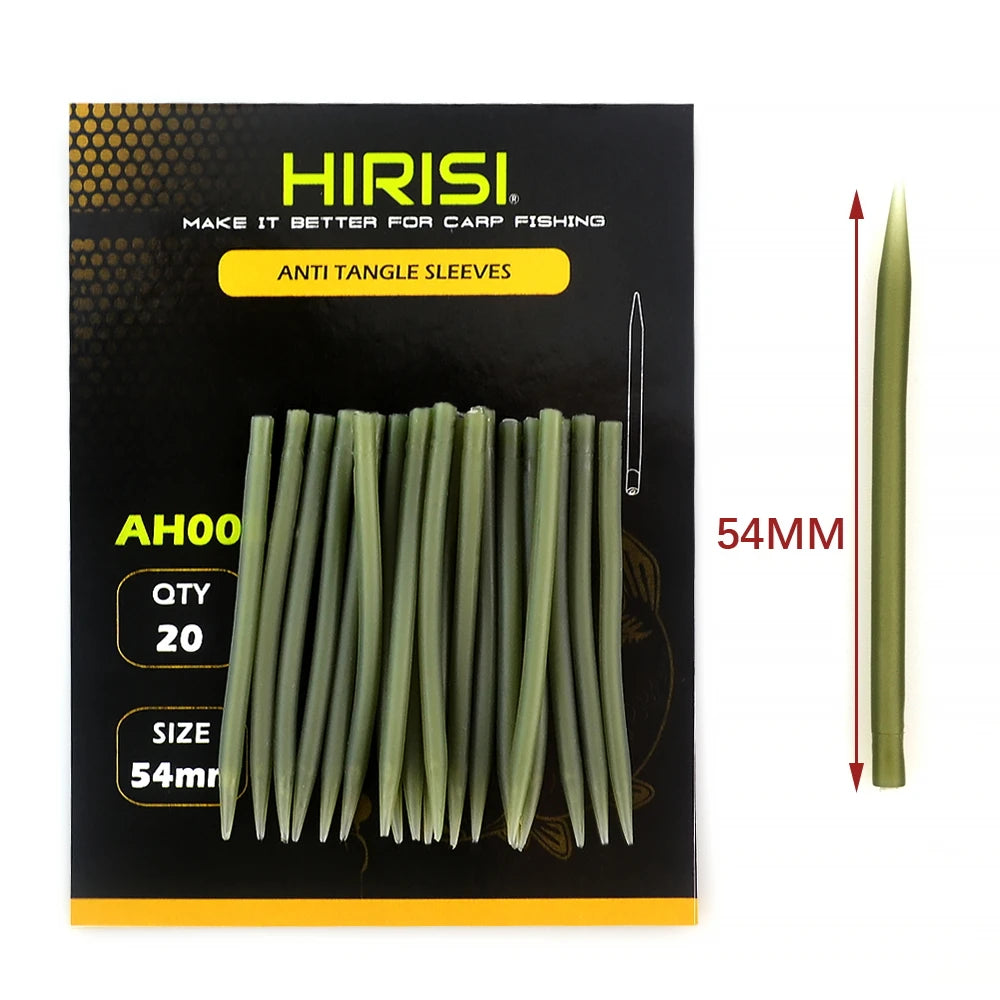 HIRISI 20pcs Carp Fishing Anti Tangle Sleeves, Anti Tangle Rig Tubing,Carp Fishing Soft Rubber Spike Tube fishing accessories