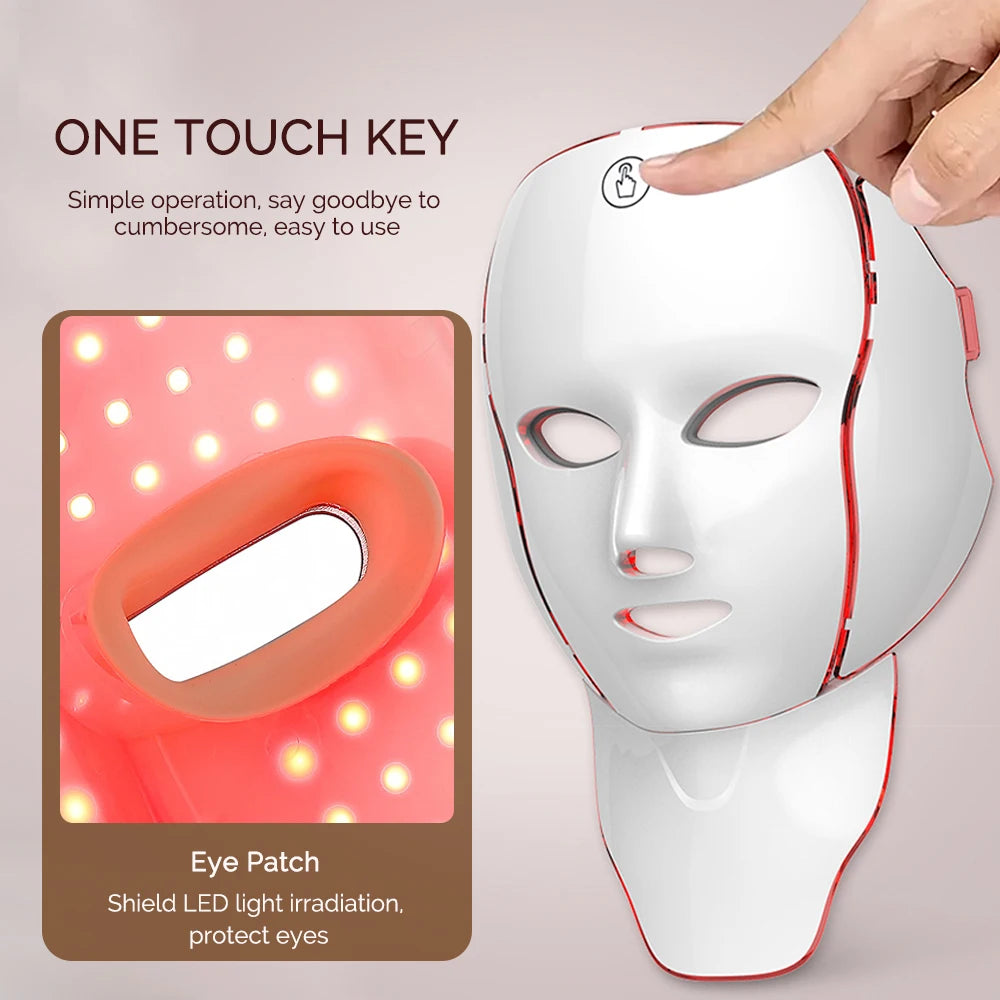 7 Colors Photon Facial LED Mask Red Light Therapy Anti Aging Face Neck Beauty Mask Relaxation Treatment Anti-Wrinkle Skin Care