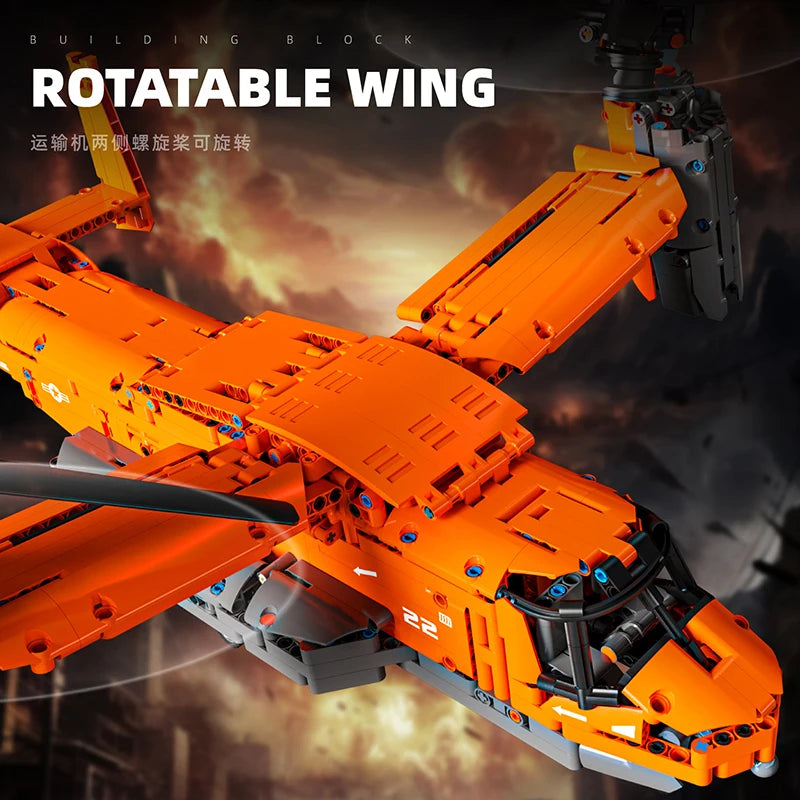 High-tech WW2 Technical Osprey Transport Aircraft Building Blocks High-Tech Sets Military Fighter Brick Toys For Birthday Gifts