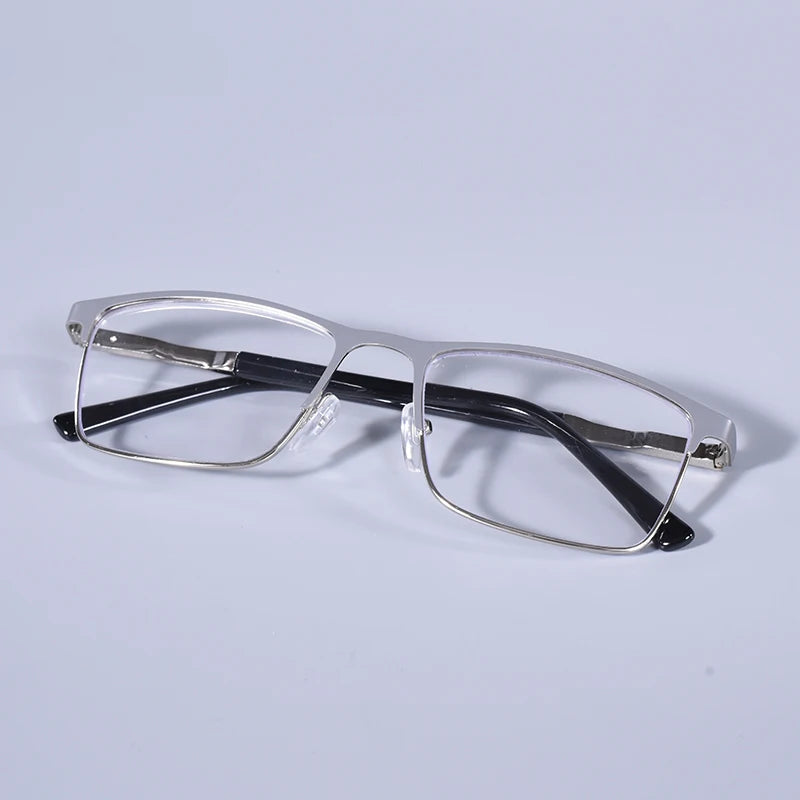 Anti Blue Light Men Reading Glasses Metal Full Frame Business Eyeglasses For Men Square Double Color Reading Eyewear +100+150