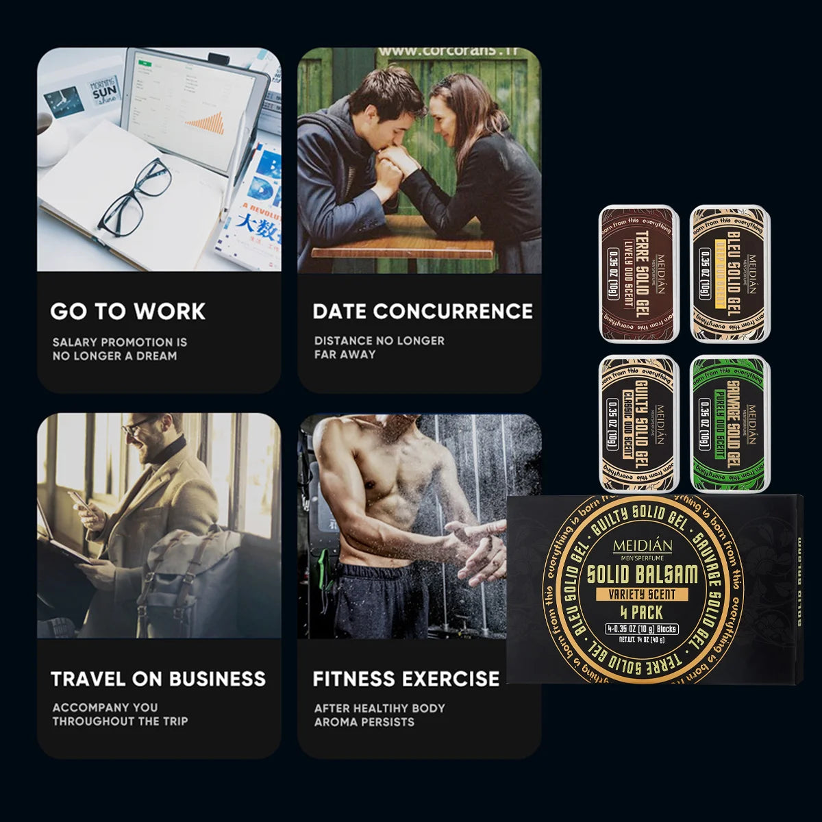 Perfume Set, Which Can Be Applied on the Wrist and Neck, Fresh Smell, Men's and Women's Portable Refreshing Solid Perfume