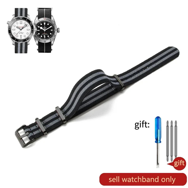 60's French Army Watch Strap for Nylon Watchband for Rolex Seiko Tudor Rolex Black Green Water Ghost Omega Woven Watch Band