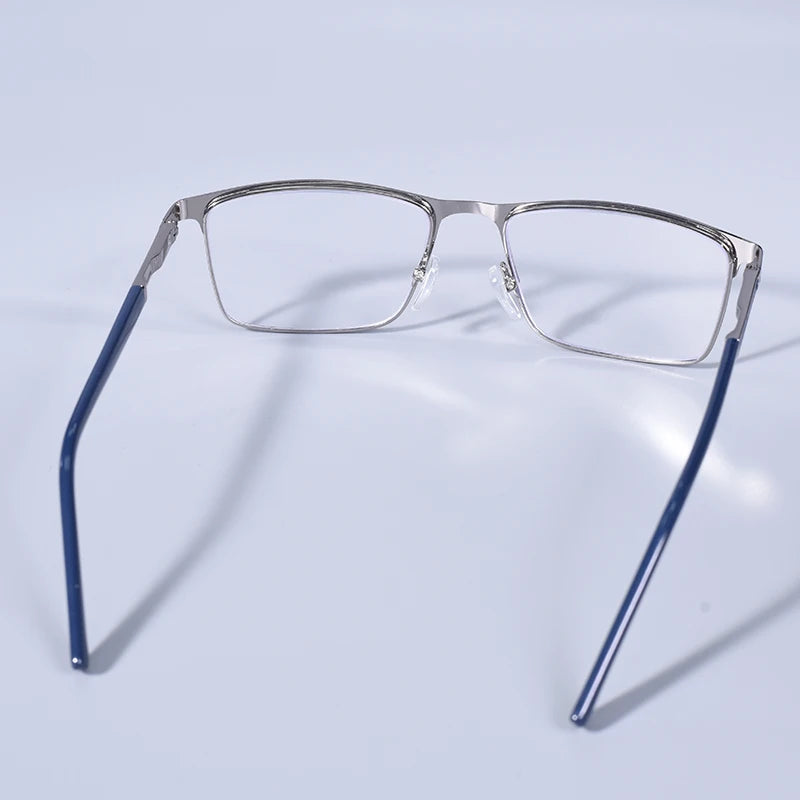 Fashion Large Frame Square Reading Glasses Double Color Prescription Eyeglasses For Men With Spring Hinge +125+175+225+275