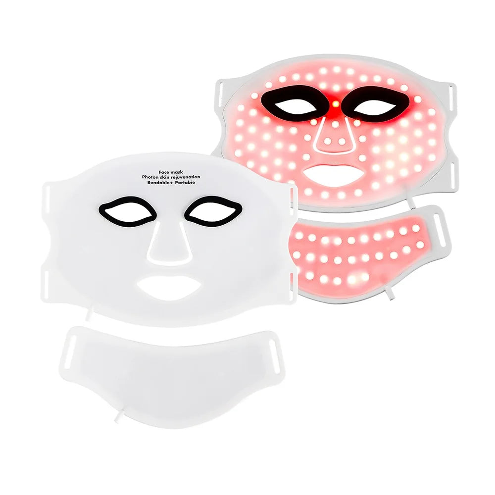 Silicone LED Mask Face And Neck 7 Colors LED Photon Red Light Infrared Therapy Flexible Facial Mask Repair Skin Wireless Use
