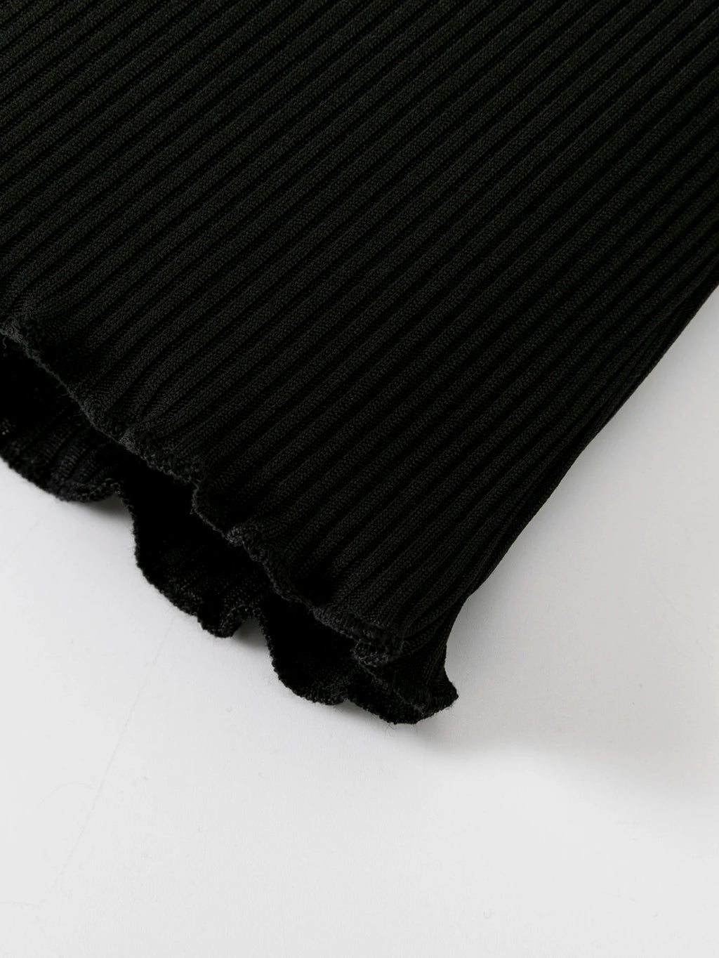 Fashionable black turtleneck knit sweater - comfortable ribbed design