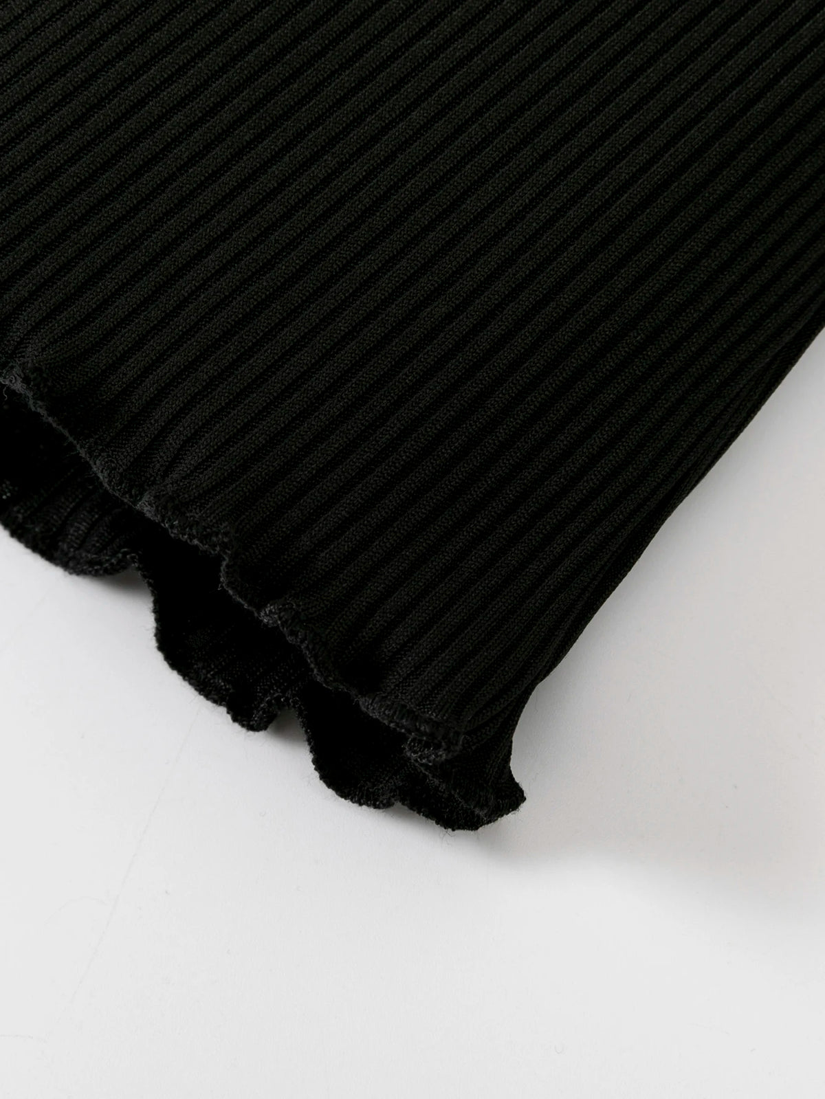 Fashionable black turtleneck knit sweater - comfortable ribbed design