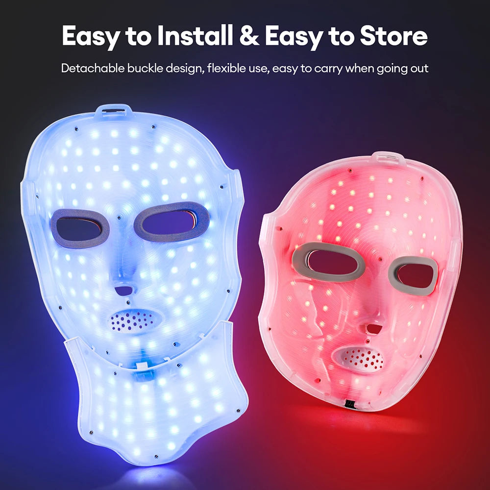 7 Colors Photon Facial LED Mask Red Light Therapy Anti Aging Face Neck Beauty Mask Relaxation Treatment Anti-Wrinkle Skin Care