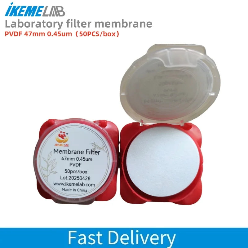 IKEME 50pcs/lot PVDF Microporous Membrane Filter 47mm 0.45um for Water Solution Filtration Lab Supplies