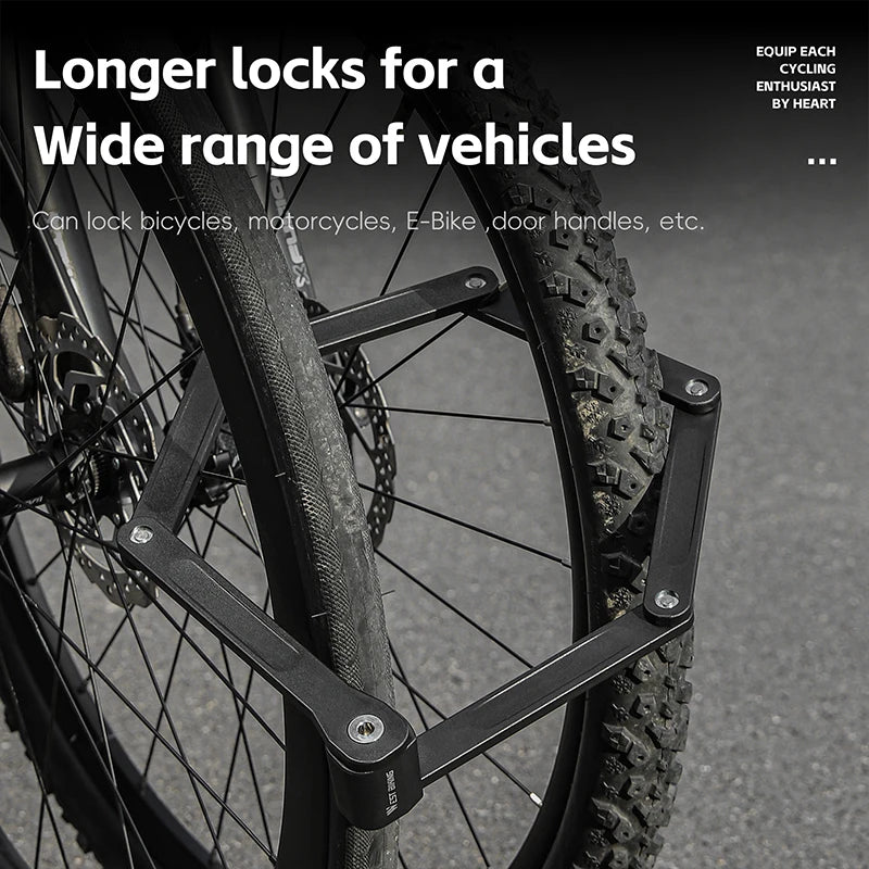 WEST BIKING Bike Foldable Lock Anti-theft Electric E-Bike Chain Padlock Motorcycle Safety Portable Locks Bicycle Accessories
