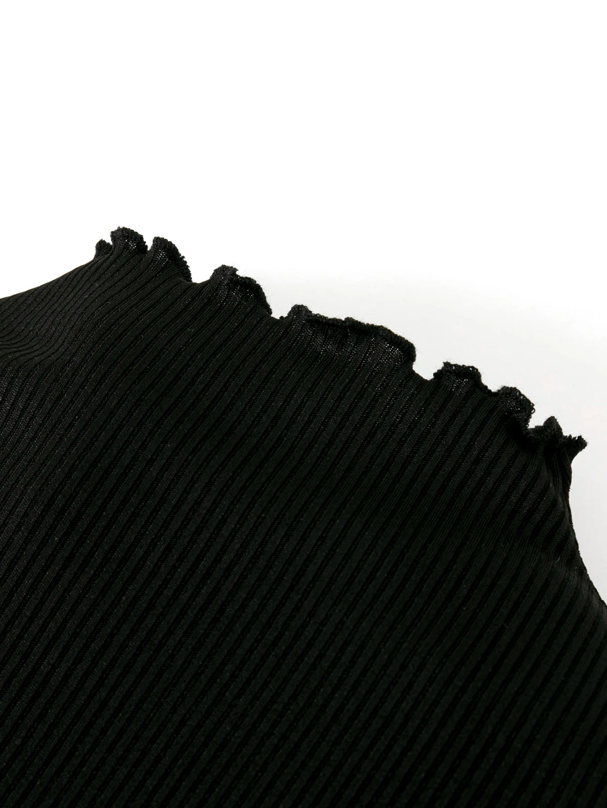 Fashionable black turtleneck knit sweater - comfortable ribbed design