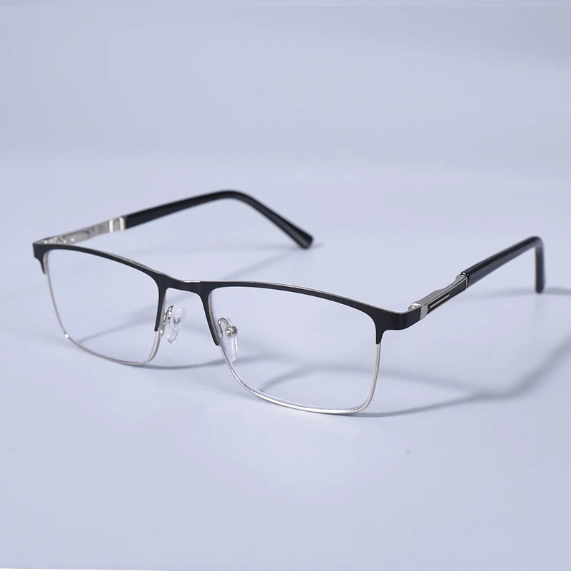 Anti Blue Light Men Reading Glasses Metal Full Frame Business Eyeglasses For Men Square Double Color Reading Eyewear +100+150