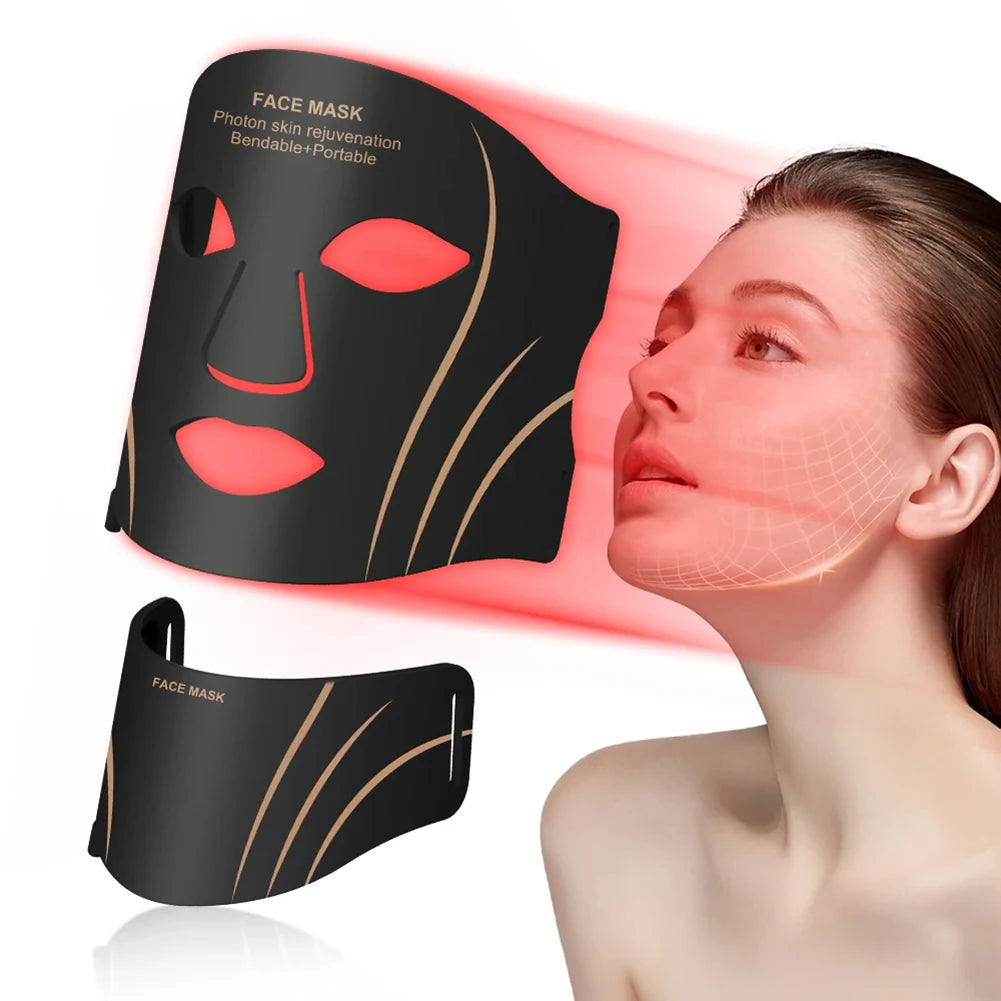 7 Colors LED Face Neck Set Mask Red Light Skin Rejuvenation Brighten Soft Silicone Facial Photon Therapy Flexible Skin Repair
