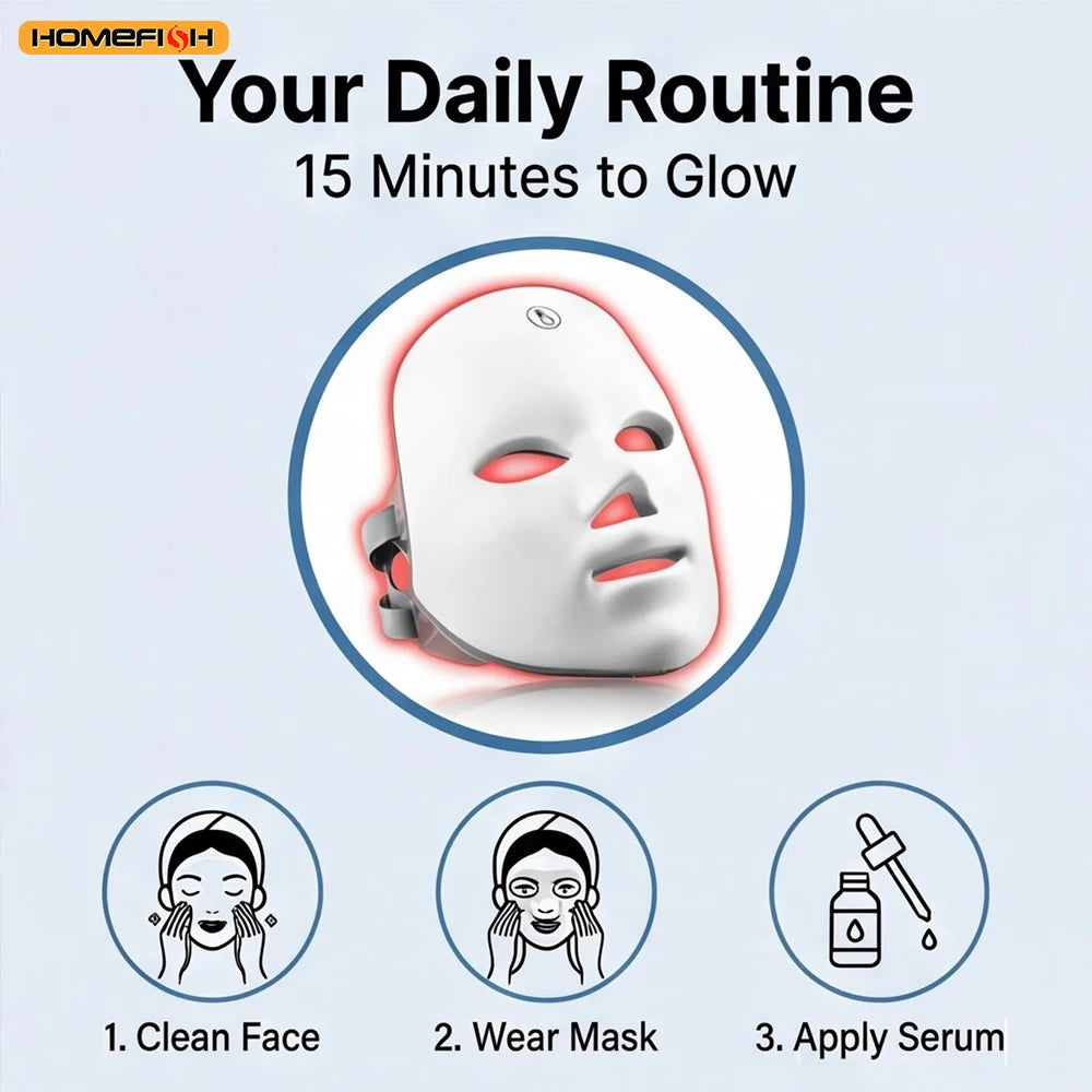 7-Color LED Face Mask – Light Device for Home Use, Skin Beauty Tool