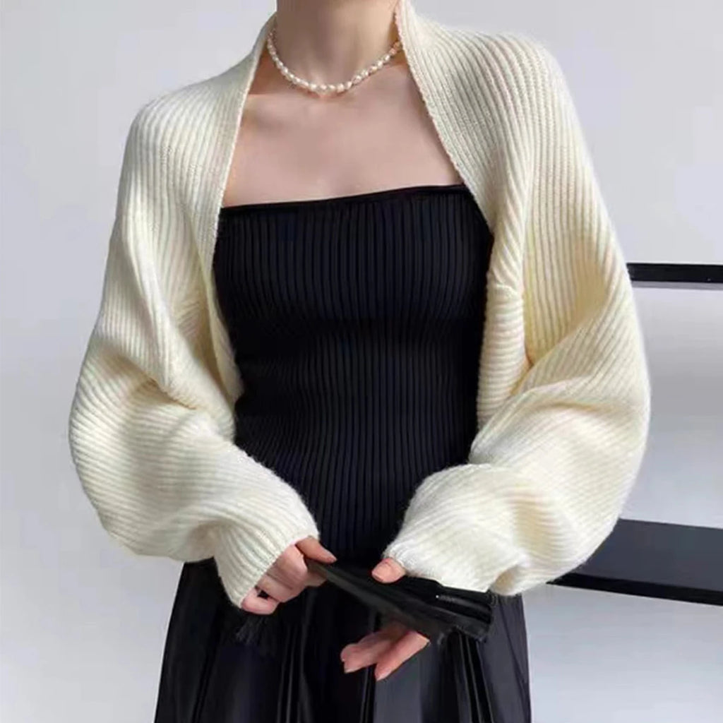 Knitted Solid Color Shawl With Sleeves Multi-Functional Cardigan,Fashion Scarf Sunshield Neck Warmer For Daily Wear For Dress