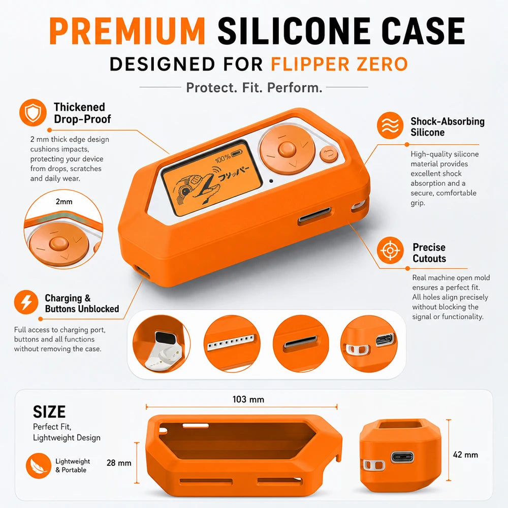 Flipper Zero Silicone Case Thickened Drop-Proof Protective Cover Real Machine Mold Electronic Pet Geek Gadget Accessories