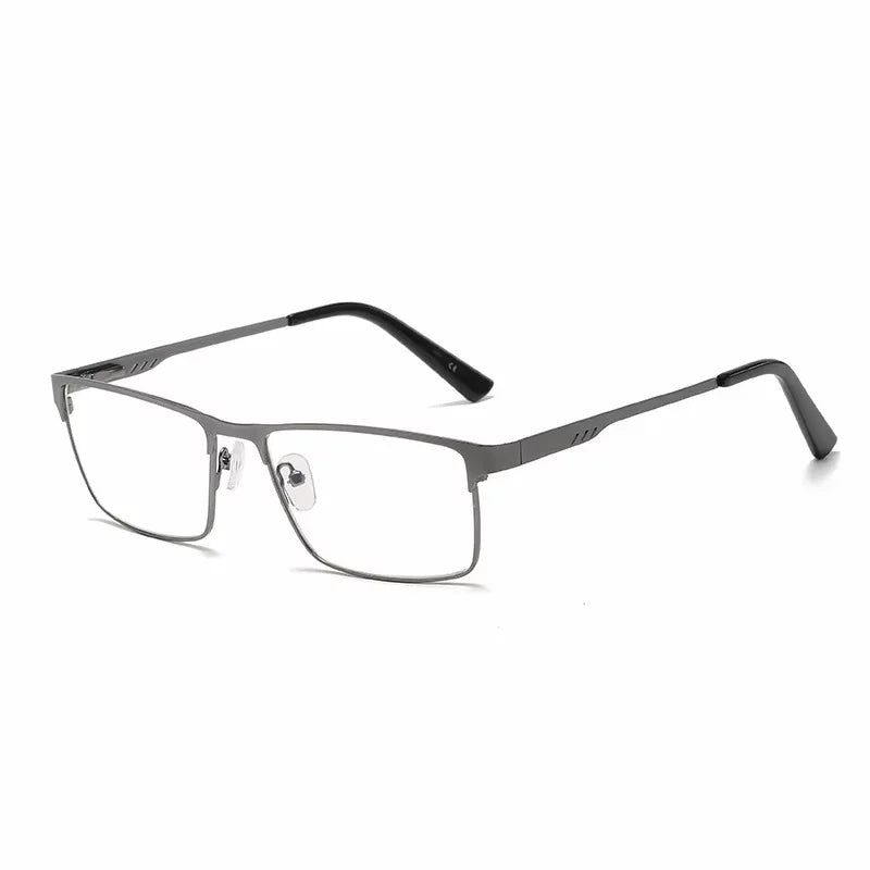 Men's Metal Square Frame Blue Light Blocking Reading Glasses, Fashion Presbyopic Eyeglasses for Men, +100 to +400 Diopters