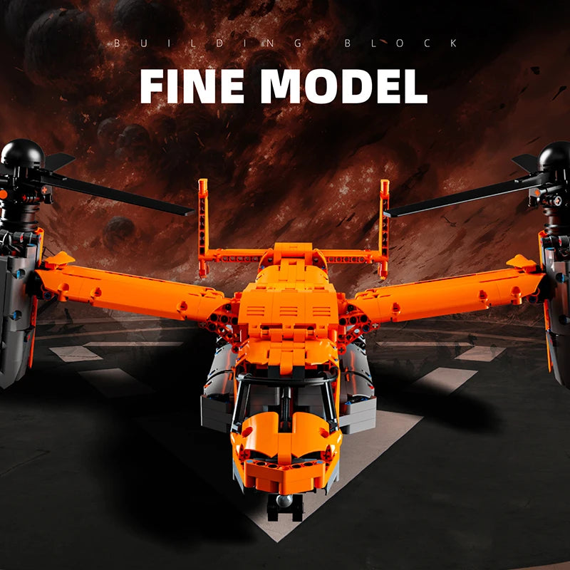 High-tech WW2 Technical Osprey Transport Aircraft Building Blocks High-Tech Sets Military Fighter Brick Toys For Birthday Gifts