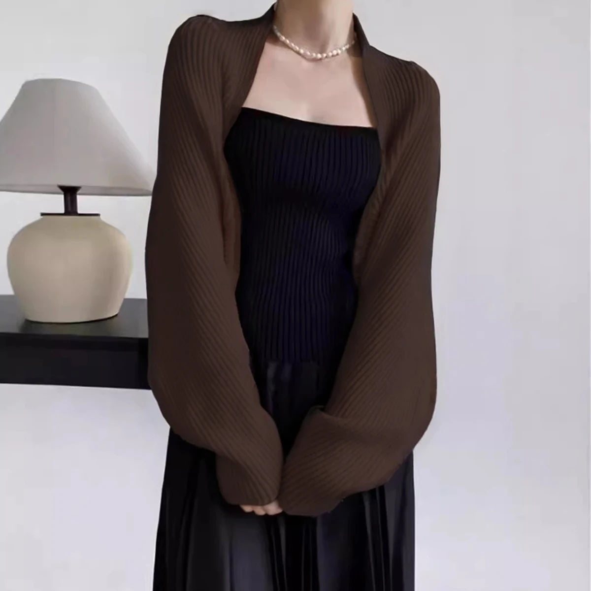 Knitted Solid Color Shawl With Sleeves Multi-Functional Cardigan,Fashion Scarf Sunshield Neck Warmer For Daily Wear For Dress