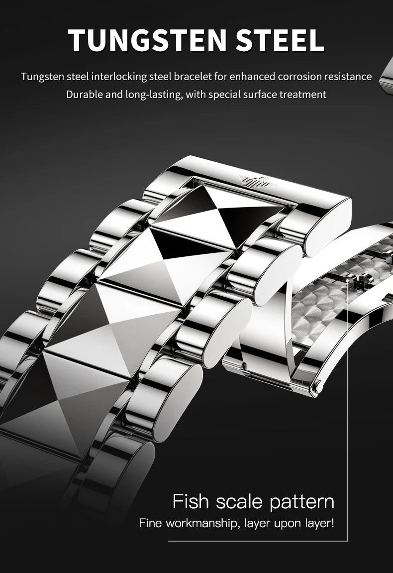 OUPINKE 3240 Skeleton Men's Watches 50m Waterproof Automatic Mechanical Watch Sapphire Luminous Date Tungsten Steel Brand Watch