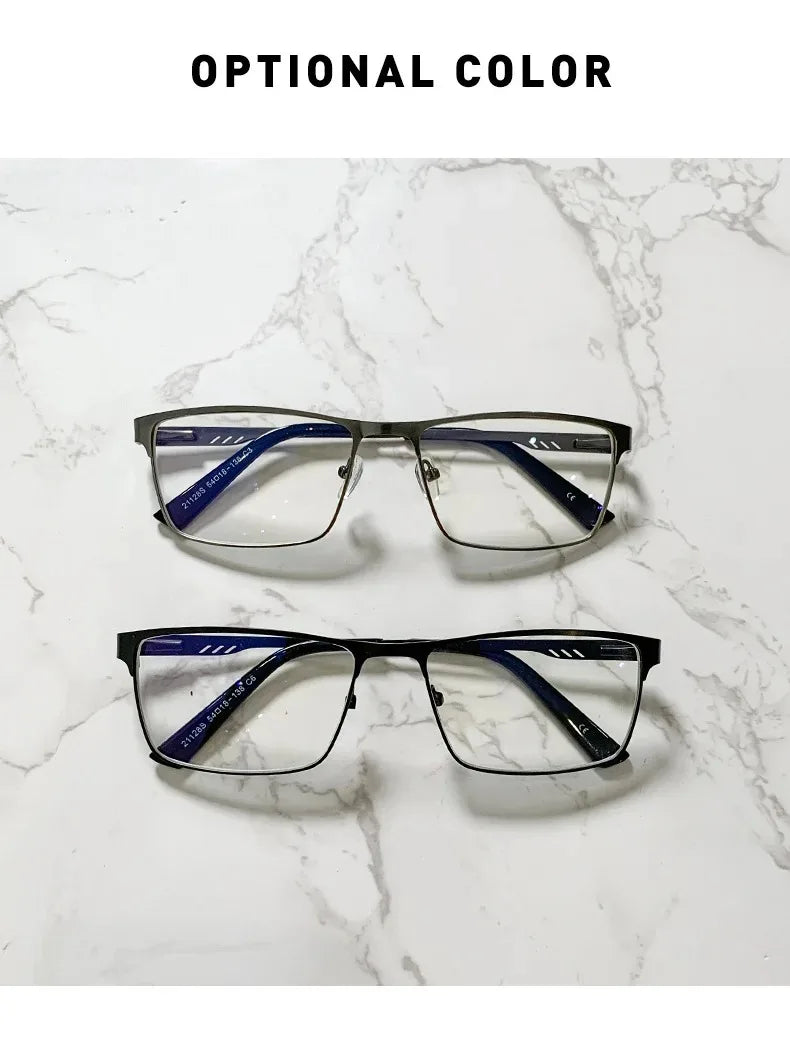 Blue light Blocking Reading Glasses For Men Metal Big Frame Readers Magnifier Presbyopia Lens Eyewear Diopter +0.75~4.0