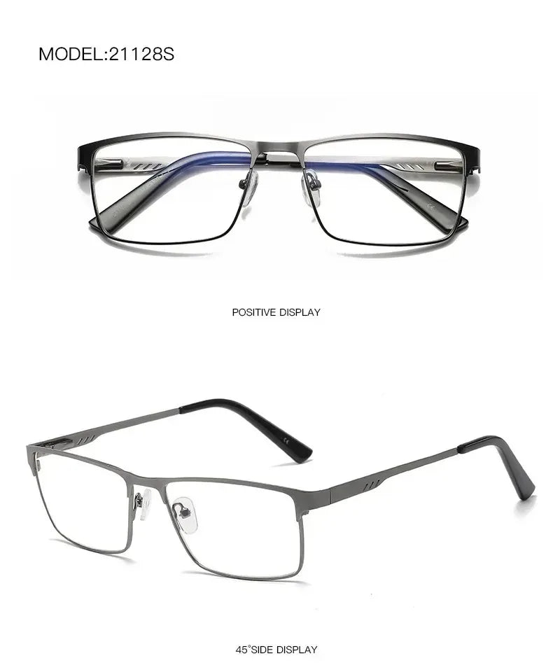 Retro Metal Full Frame Oversize Reading Glasses Men Anti Blue Light Square Presbyopia Eyeglasses +0.75 1.75 2.25 2.75