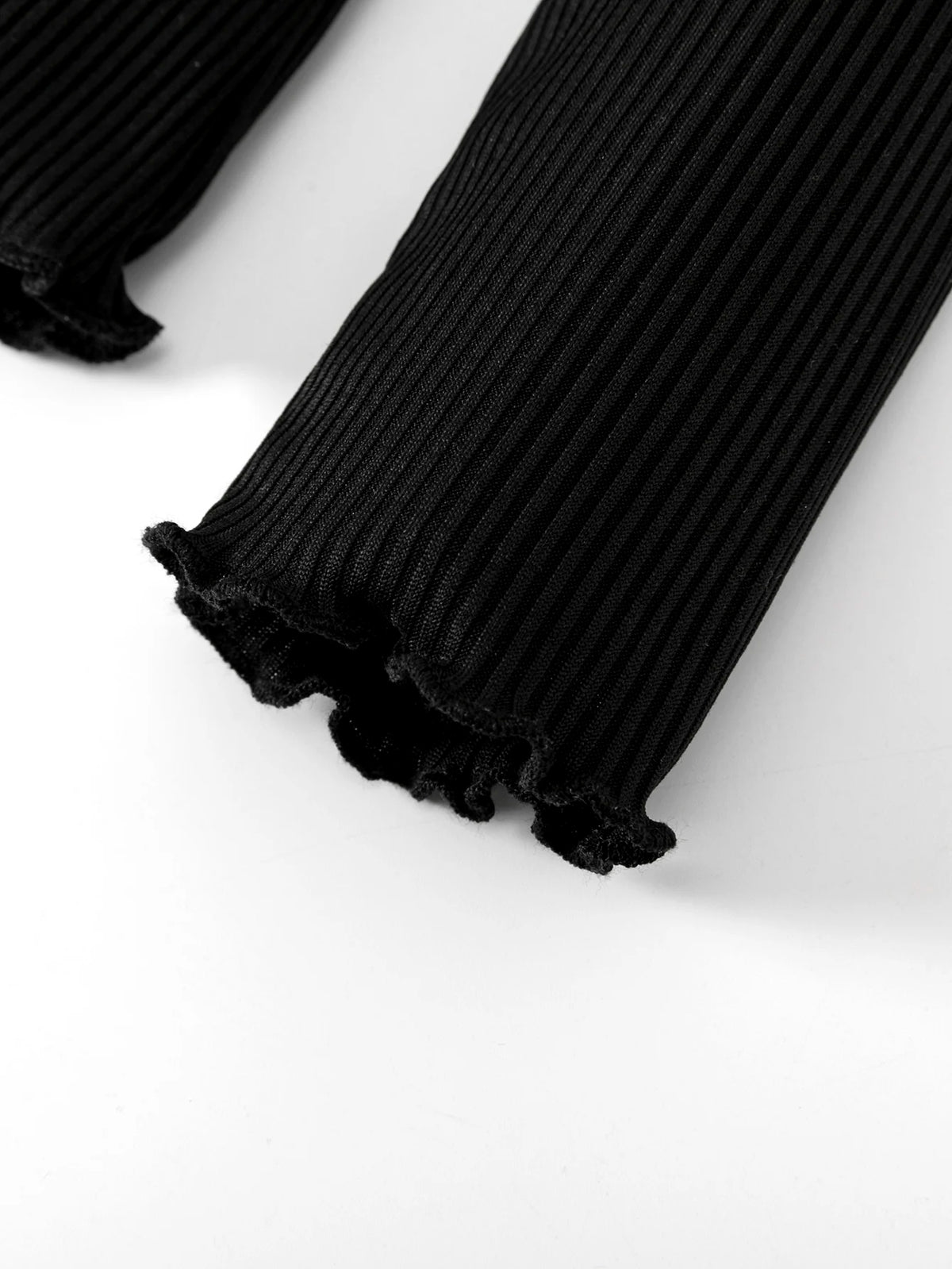Fashionable black turtleneck knit sweater - comfortable ribbed design