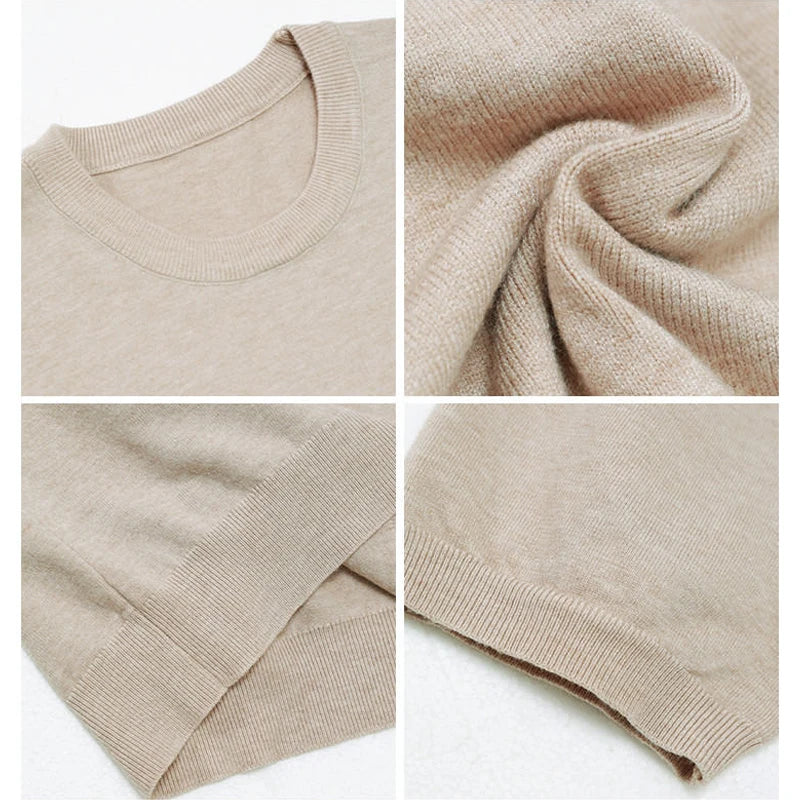 Men's High-Quality Solid Color Short Sleeve Knit T-Shirt - Slim Fit Round Neck Thickened Casual Top