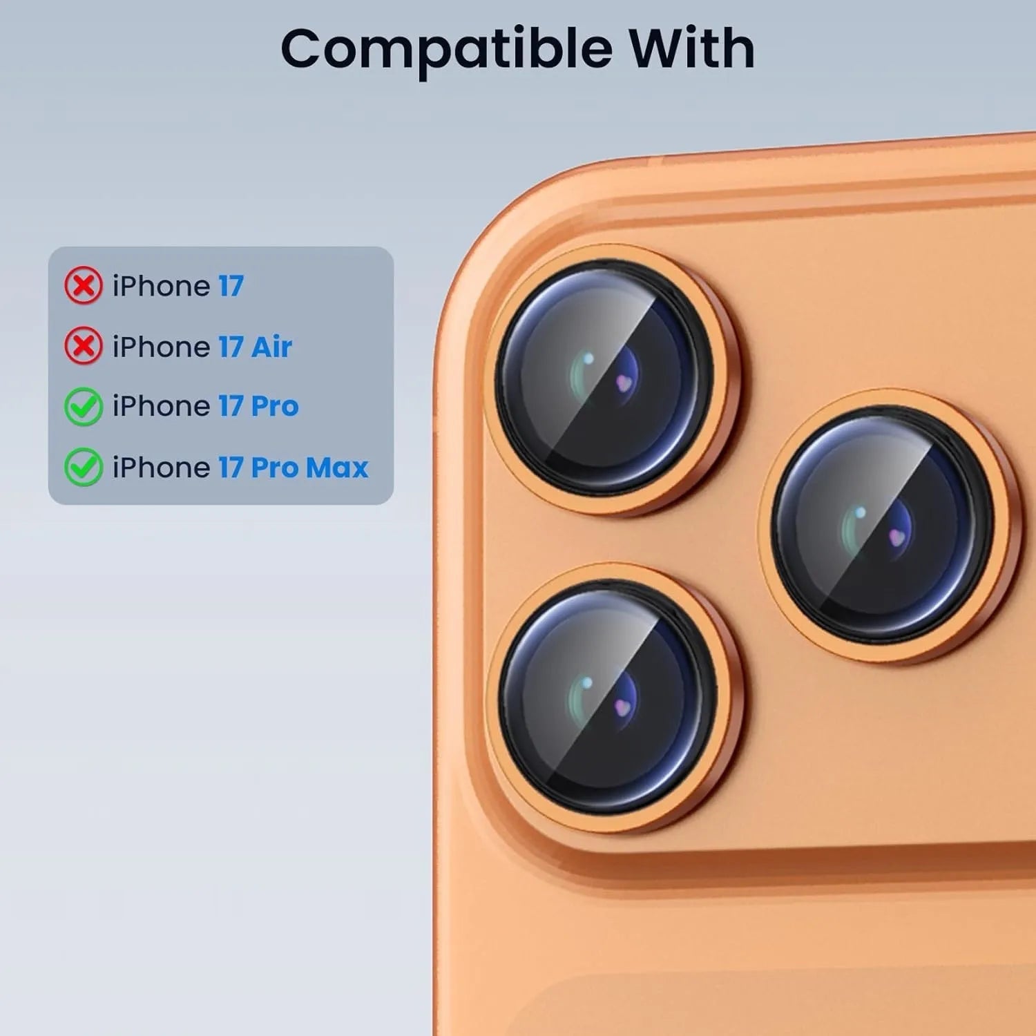 For iPhone 17 Pro Max/17 Pro Metal Ring Tempered Glass Camera Lens Protector Film Cover Film Metal Ring