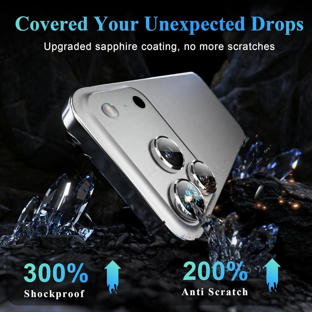 For iPhone 17 Pro Max/17 Pro Metal Ring Tempered Glass Camera Lens Protector Film Cover Film Metal Ring