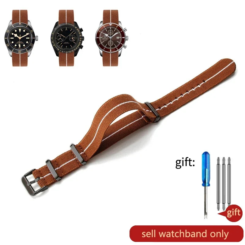 60's French Army Watch Strap for Nylon Watchband for Rolex Seiko Tudor Rolex Black Green Water Ghost Omega Woven Watch Band