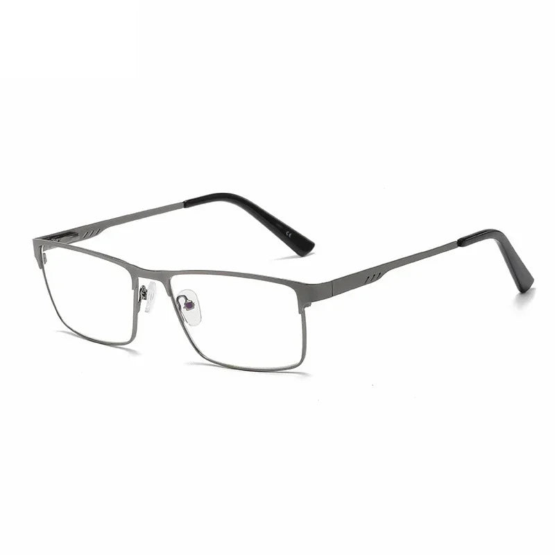 Men Square Metal Large Frame Myopia Glasses Spring Leg Elderly Near Sight Eyewear Blue Light Blocking Eye Protection Eyeglasses
