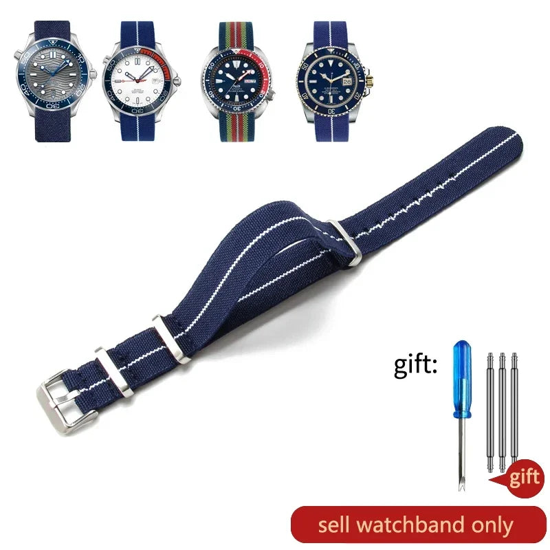 60's French Army Watch Strap for Nylon Watchband for Rolex Seiko Tudor Rolex Black Green Water Ghost Omega Woven Watch Band