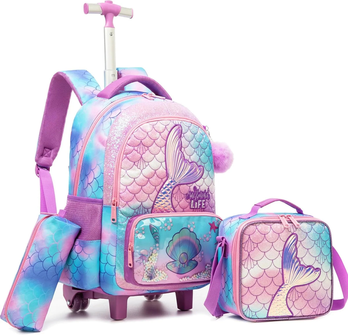 School Backpack for Boy Kids Trolley Bags with Wheels Girls Travel Carry on Backpack Lightweight Bookbag Back to School Supplies