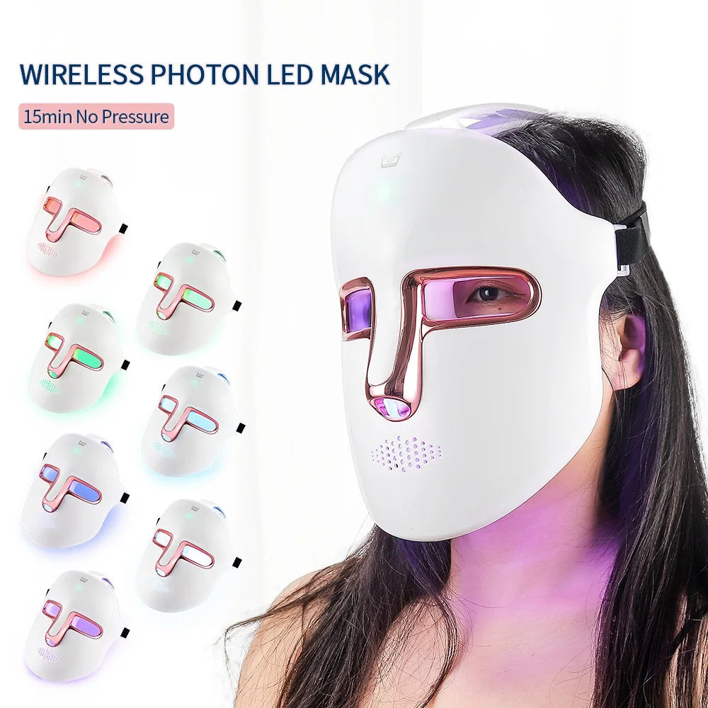 7 Colors Photon Facial LED Mask Red Light Therapy Anti Aging Face Neck Beauty Mask Relaxation Treatment Anti-Wrinkle Skin Care